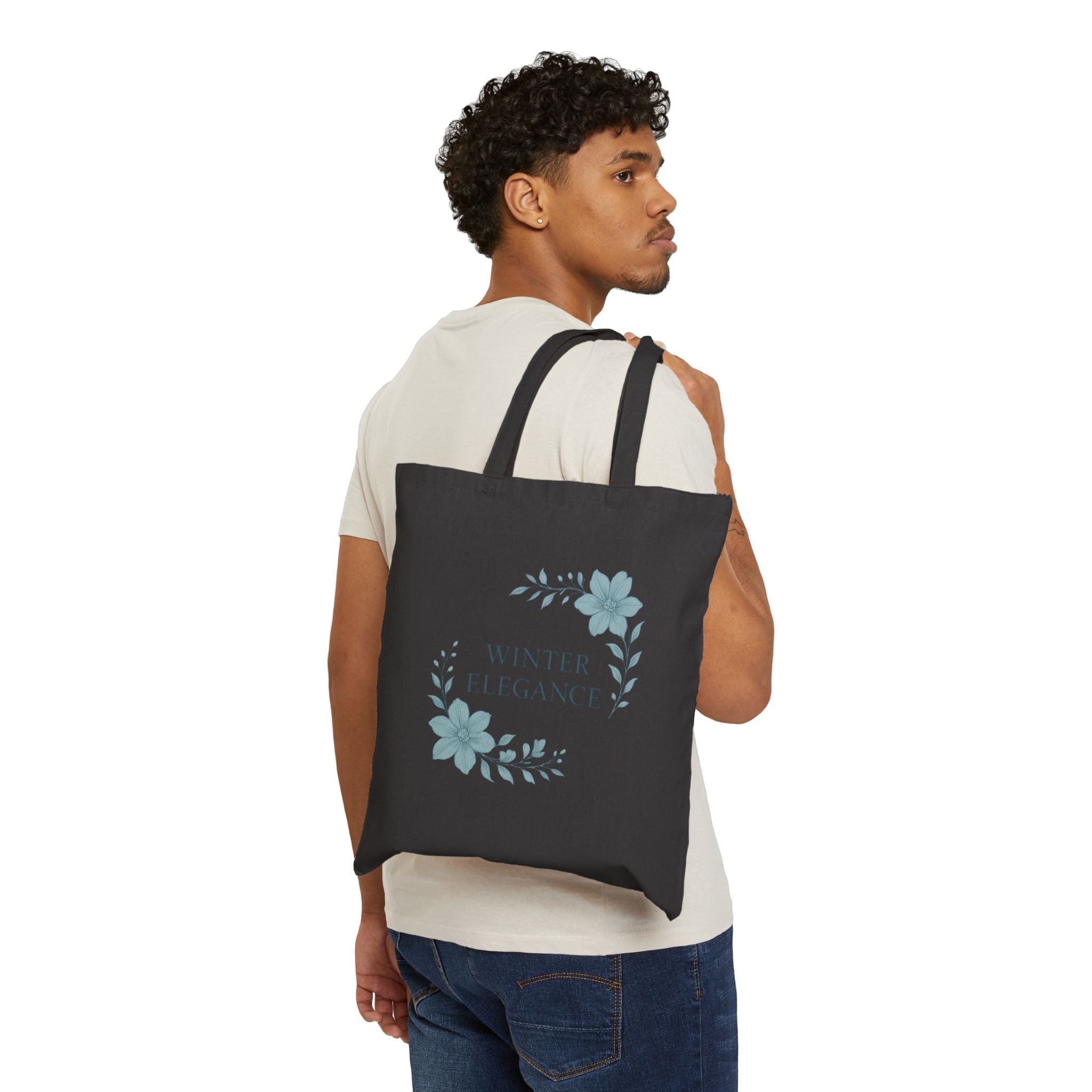 Winter Elegance Tote Bag – Floral Canvas Grocery & Gift Tote