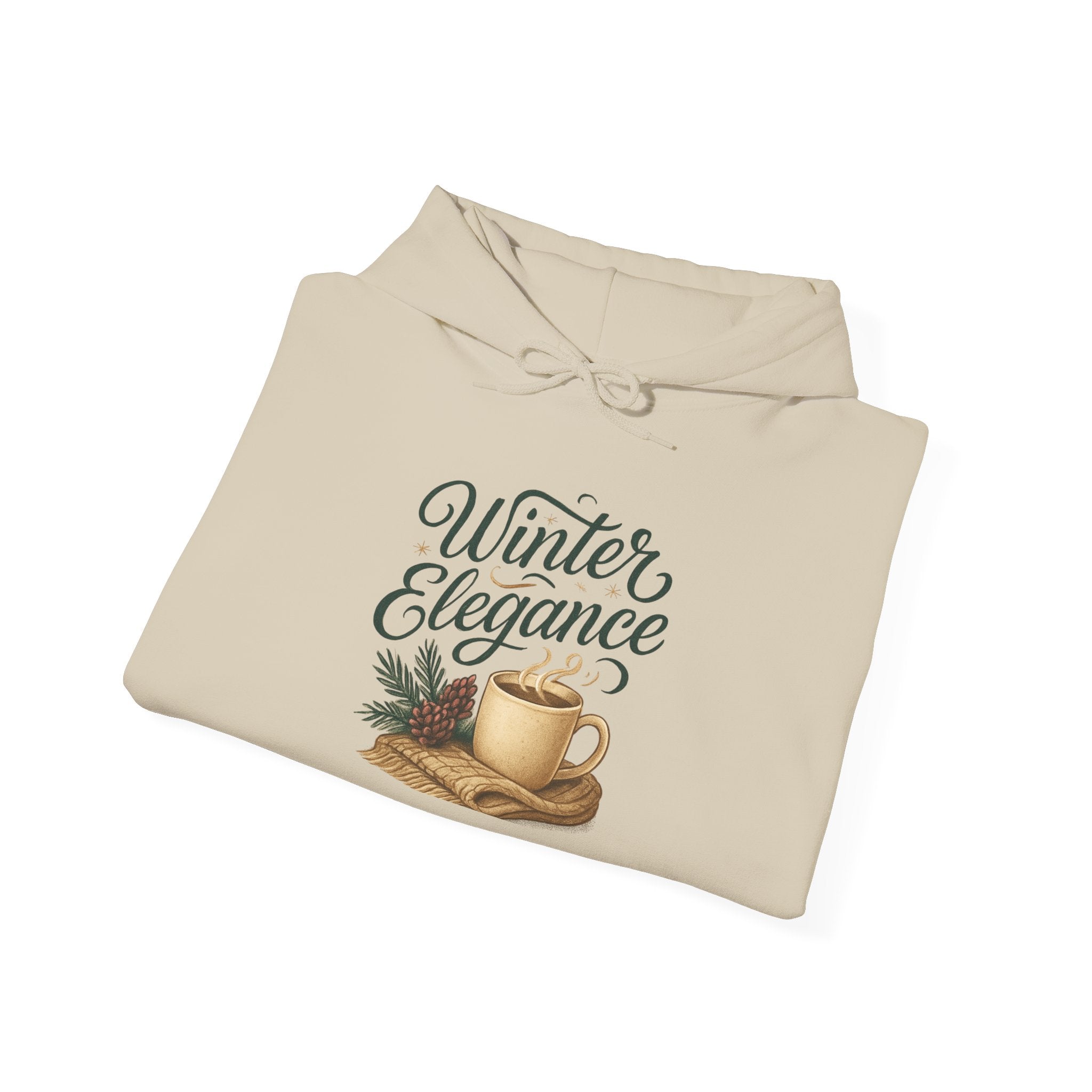 Winter Elegance Hoodie — Cozy Hot Cocoa & Pine Holiday Sweatshirt