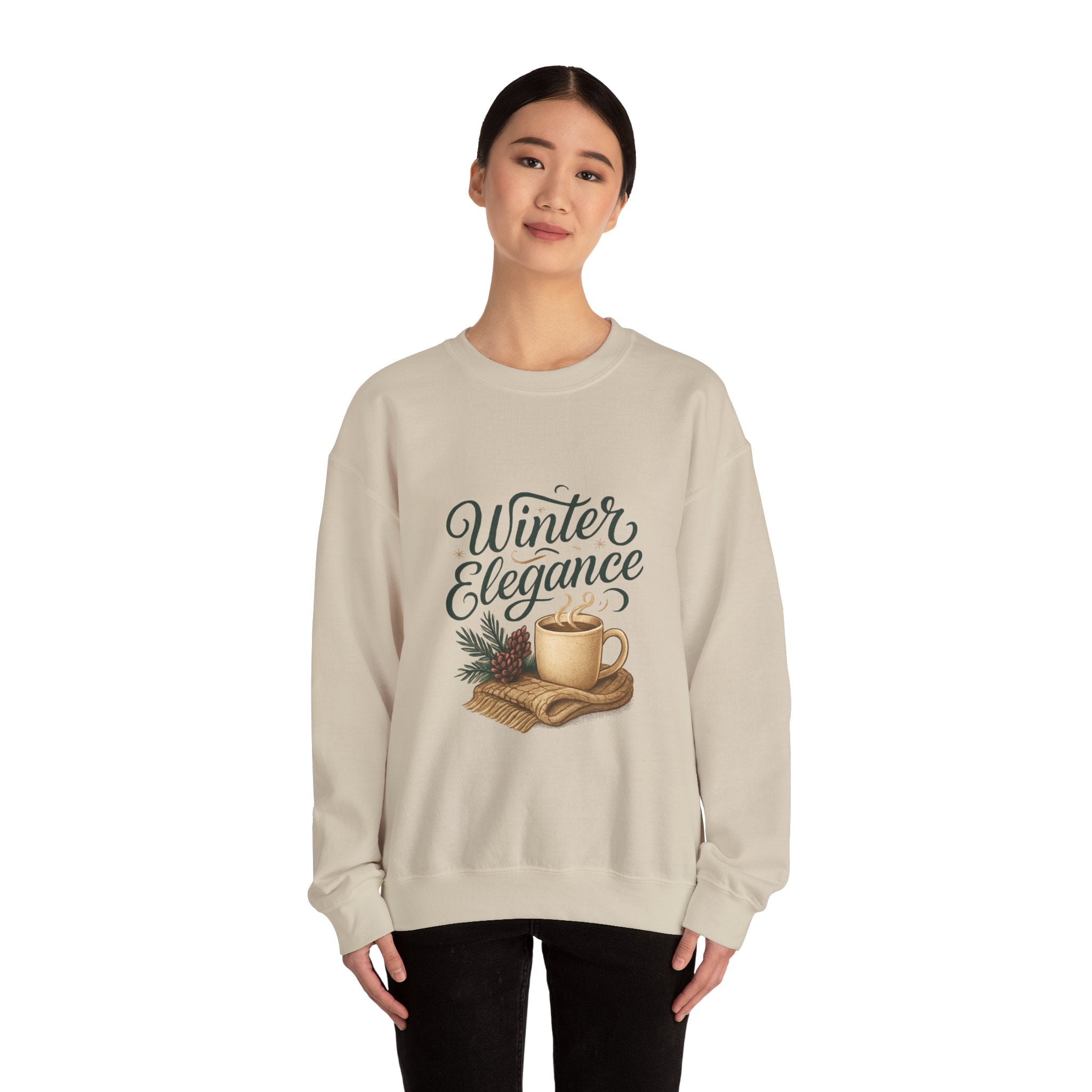 Sweatshirt — "Winter Elegance" Cozy Holiday Crewneck with Hot Cocoa Design