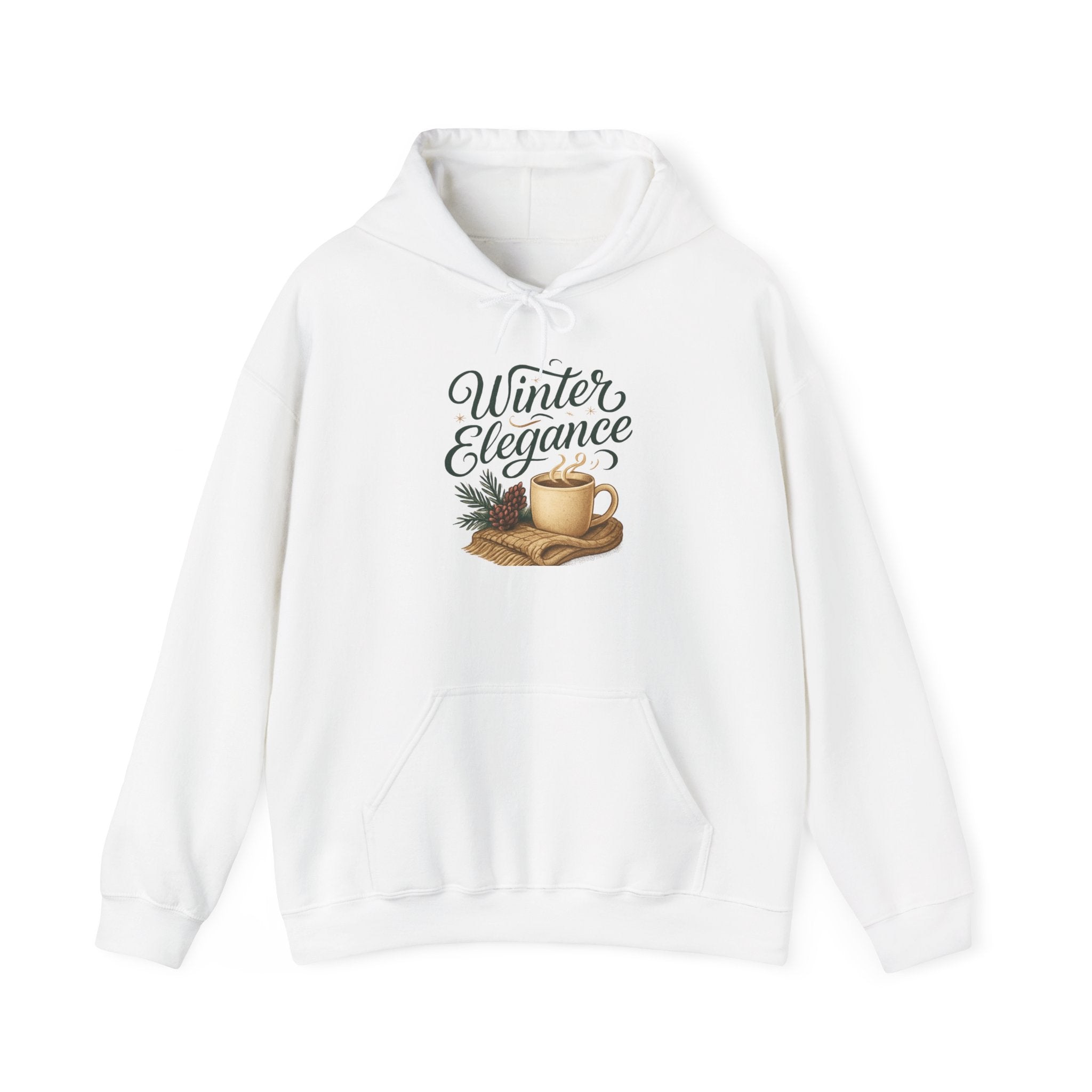 Winter Elegance Hoodie — Cozy Hot Cocoa & Pine Holiday Sweatshirt