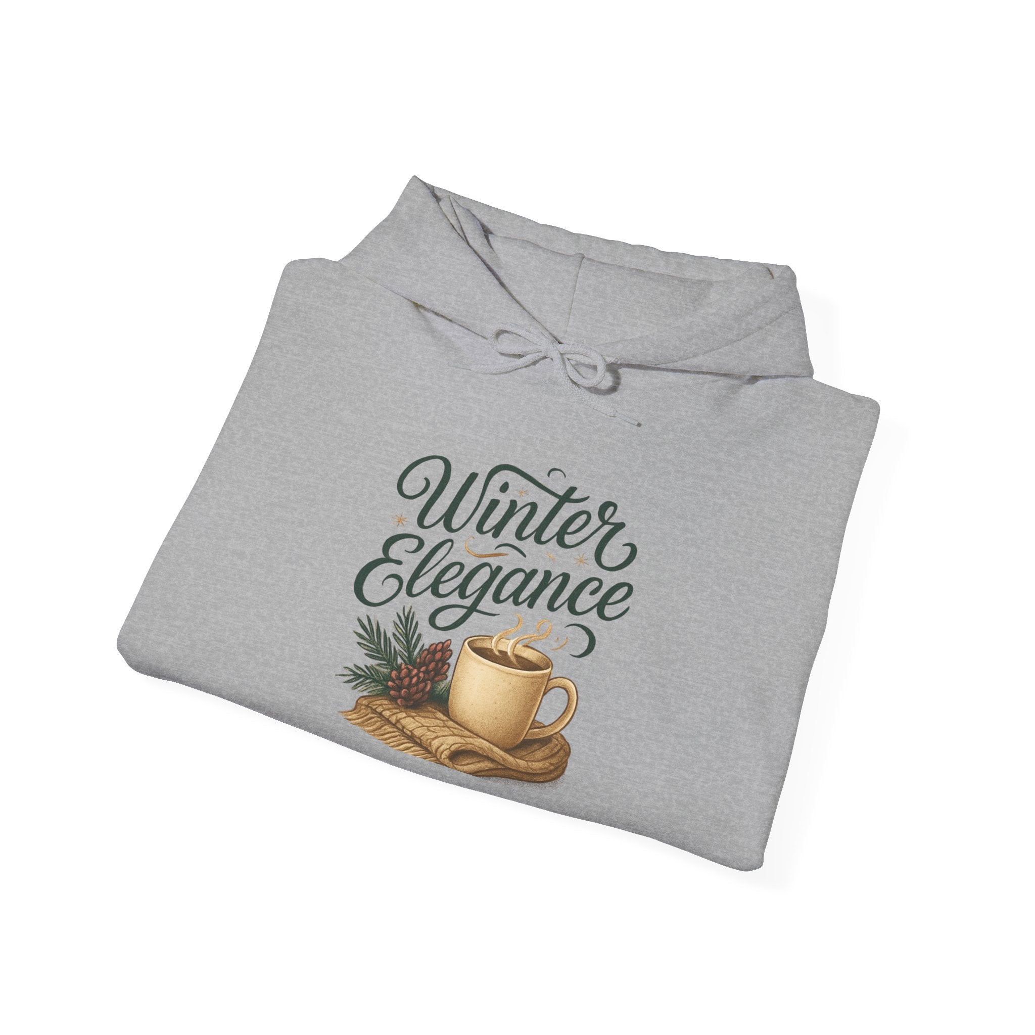 Winter Elegance Hoodie — Cozy Hot Cocoa & Pine Holiday Sweatshirt
