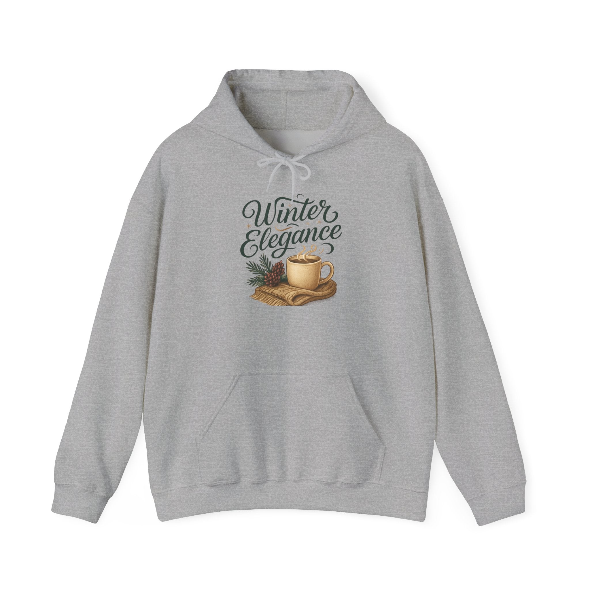 Winter Elegance Hoodie — Cozy Hot Cocoa & Pine Holiday Sweatshirt
