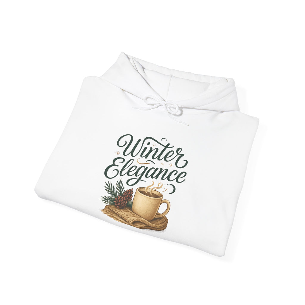 Winter Elegance Hoodie — Cozy Hot Cocoa & Pine Holiday Sweatshirt
