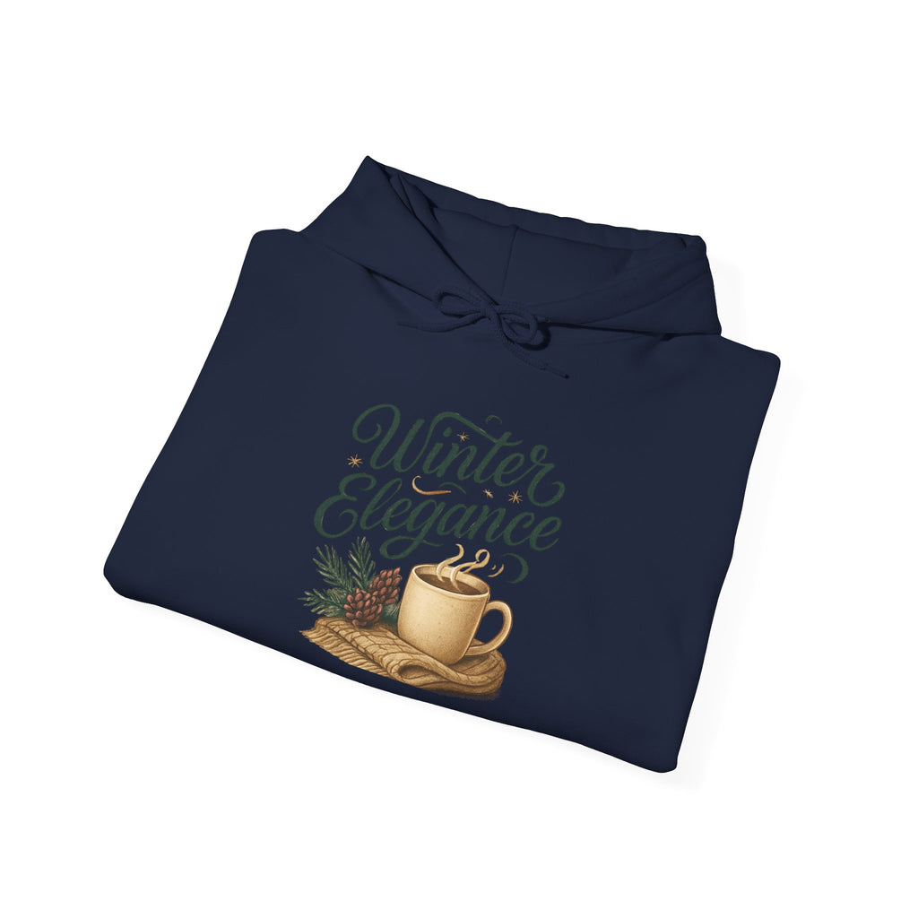 Winter Elegance Hoodie — Cozy Hot Cocoa & Pine Holiday Sweatshirt