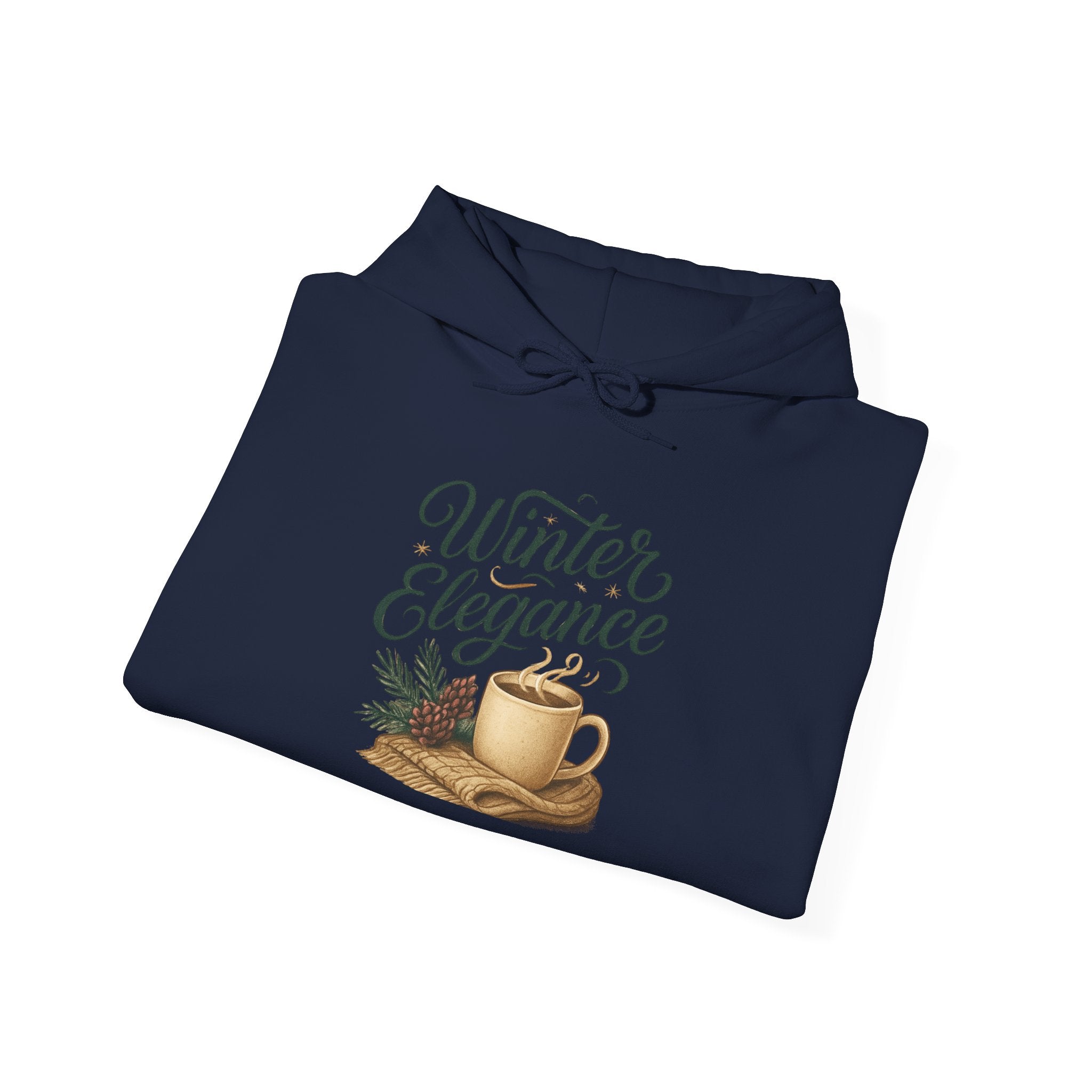 Winter Elegance Hoodie — Cozy Hot Cocoa & Pine Holiday Sweatshirt