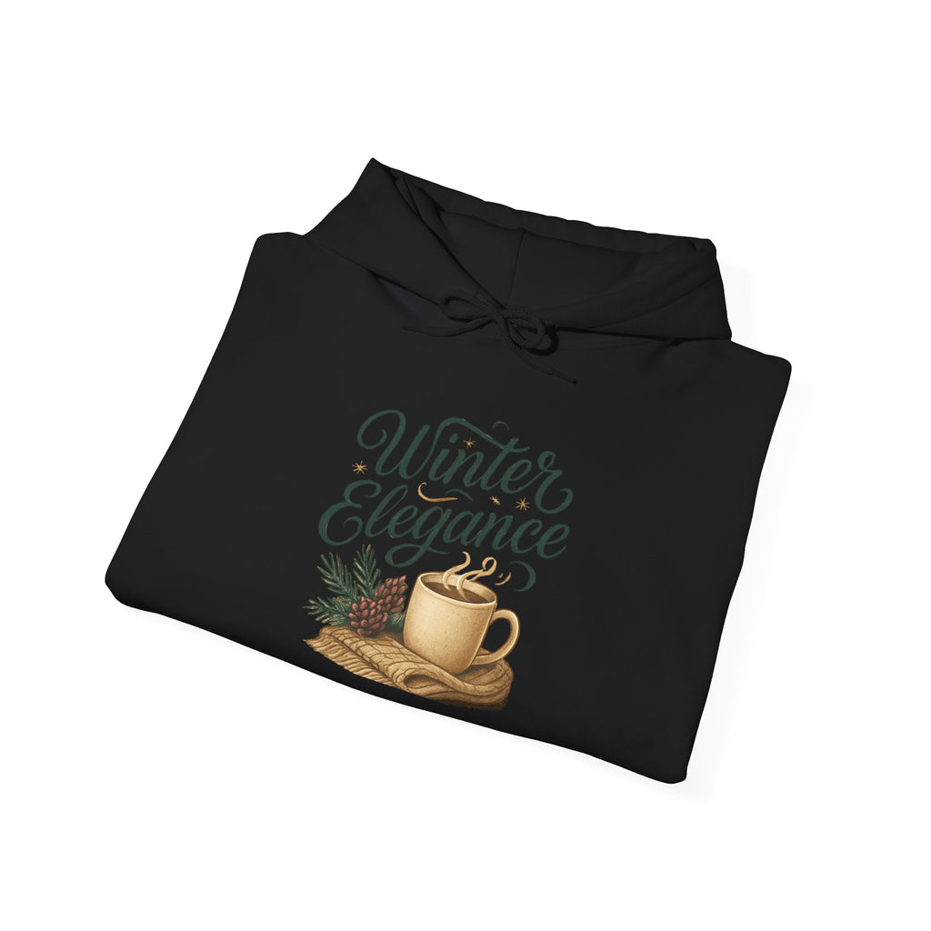 Winter Elegance Hoodie — Cozy Hot Cocoa & Pine Holiday Sweatshirt