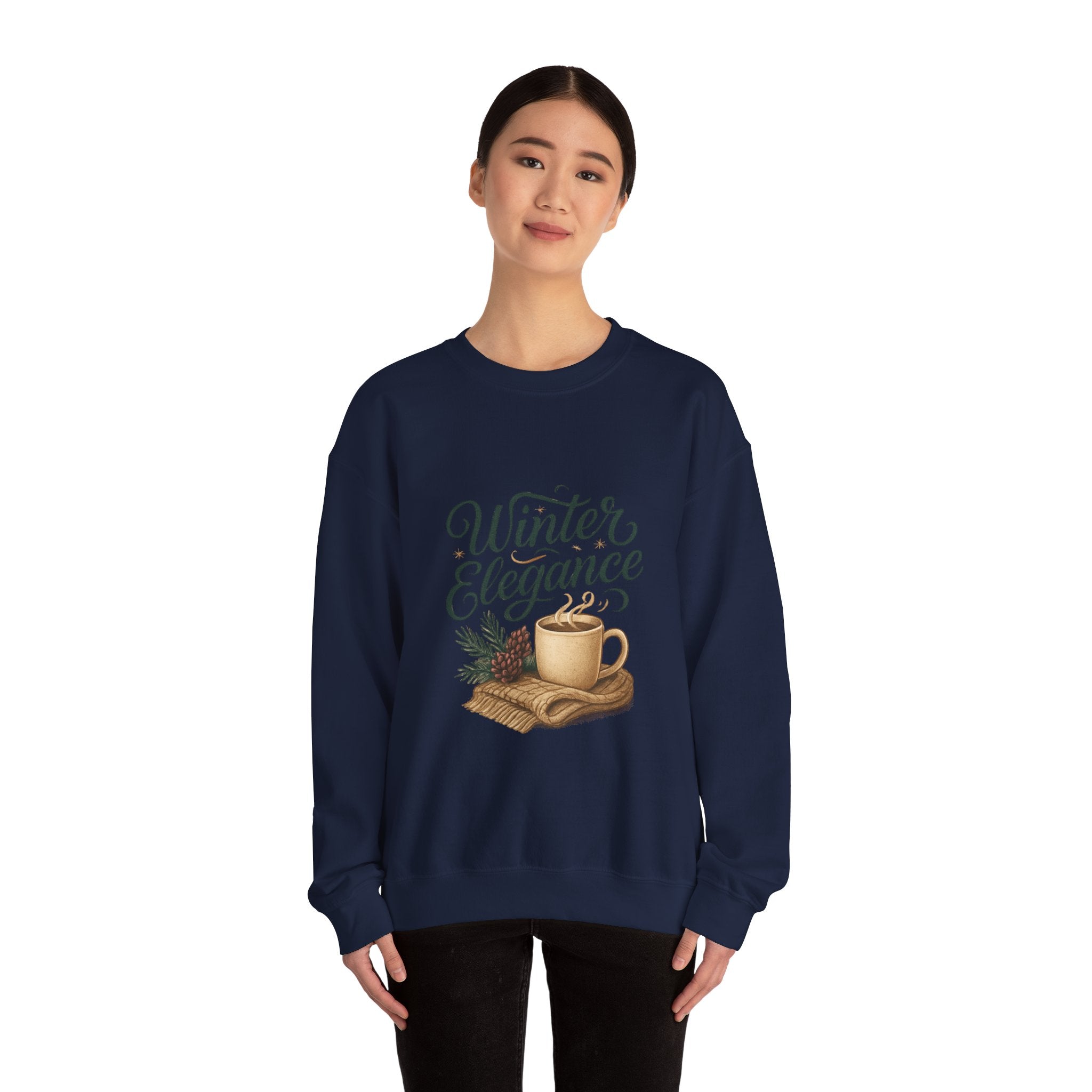 Sweatshirt — "Winter Elegance" Cozy Holiday Crewneck with Hot Cocoa Design