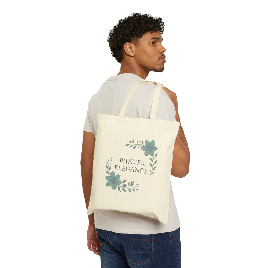 Winter Elegance Tote Bag – Floral Canvas Grocery & Gift Tote