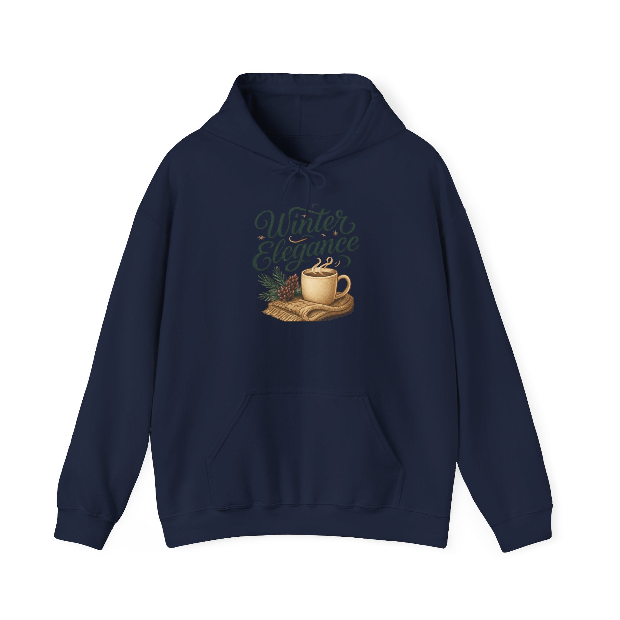 Winter Elegance Hoodie — Cozy Hot Cocoa & Pine Holiday Sweatshirt